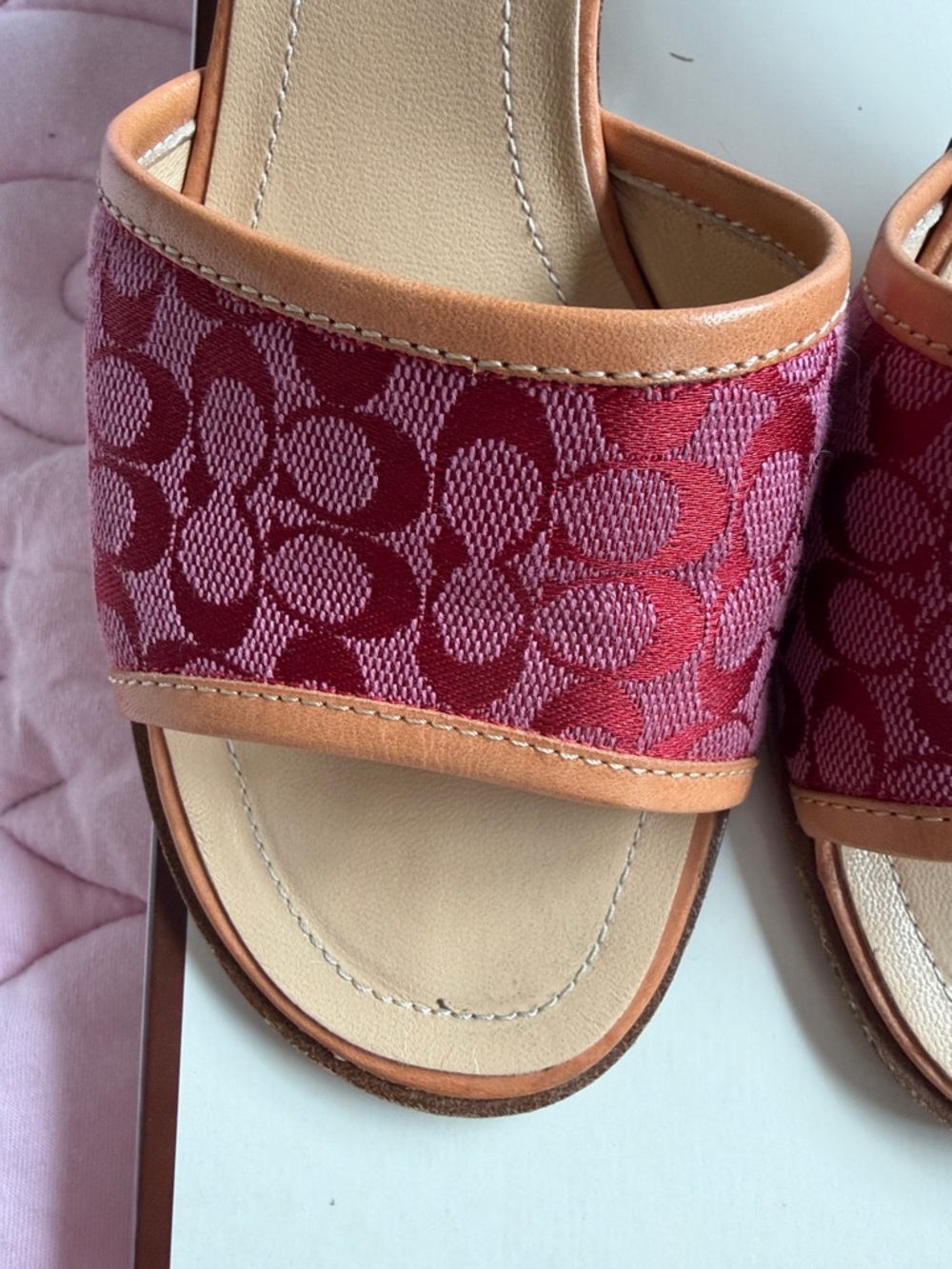 Coach Rose Signature Slide Mules with Tan Trim - Picture 4 of 11